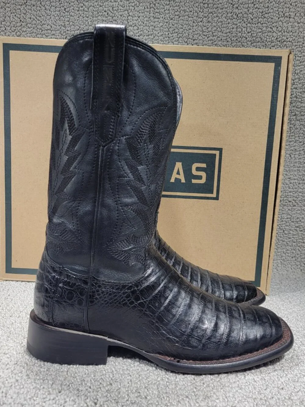 Tecovas The William Men's US Size 8D Midnight Caiman Cowboy Pull-on Boots